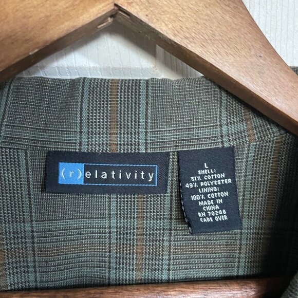 Relativity Womens Gray Brown Plaid Dark Button Up Academia Blazer Size Large - Picture 2 of 6